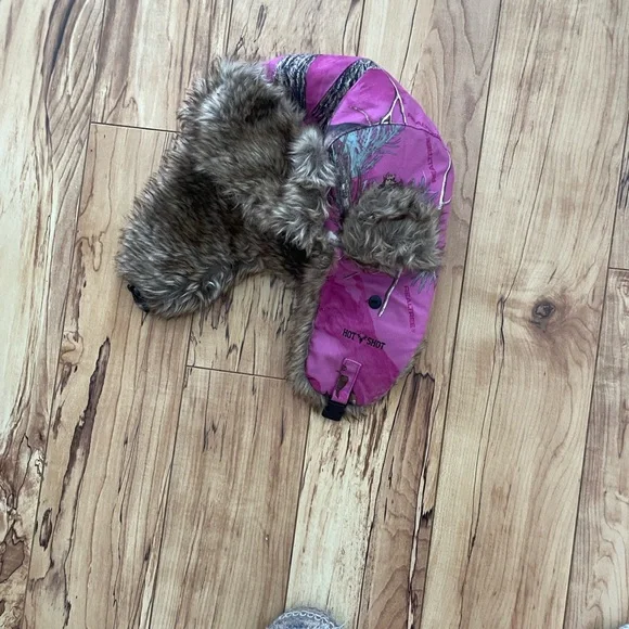 3M Thinsulate Pink and Brown Fur Kids Hat real tree camo - Picture 9 of 10